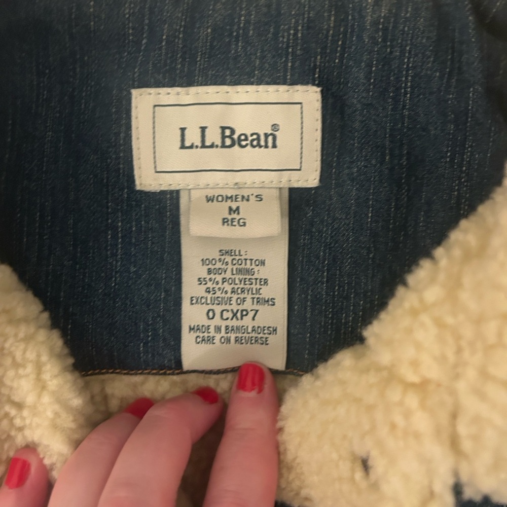 L.L. Bean Blue Denim Vest with Cream Lining - Picture 2 of 7